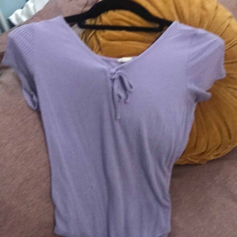 🌻 Purple Short Sleeve Front Tie Bodysuit